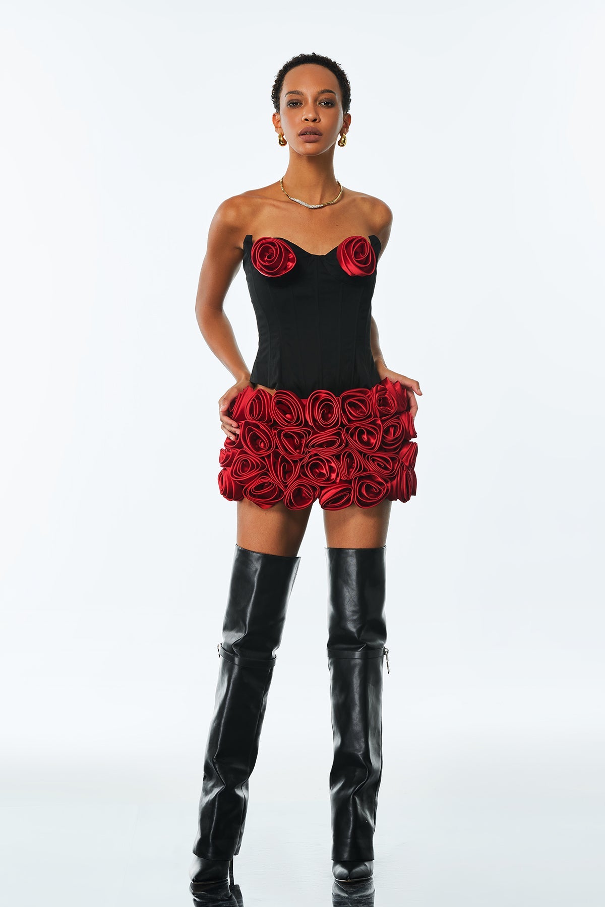 Aloisia Strapless Corset Flower Skirt Set