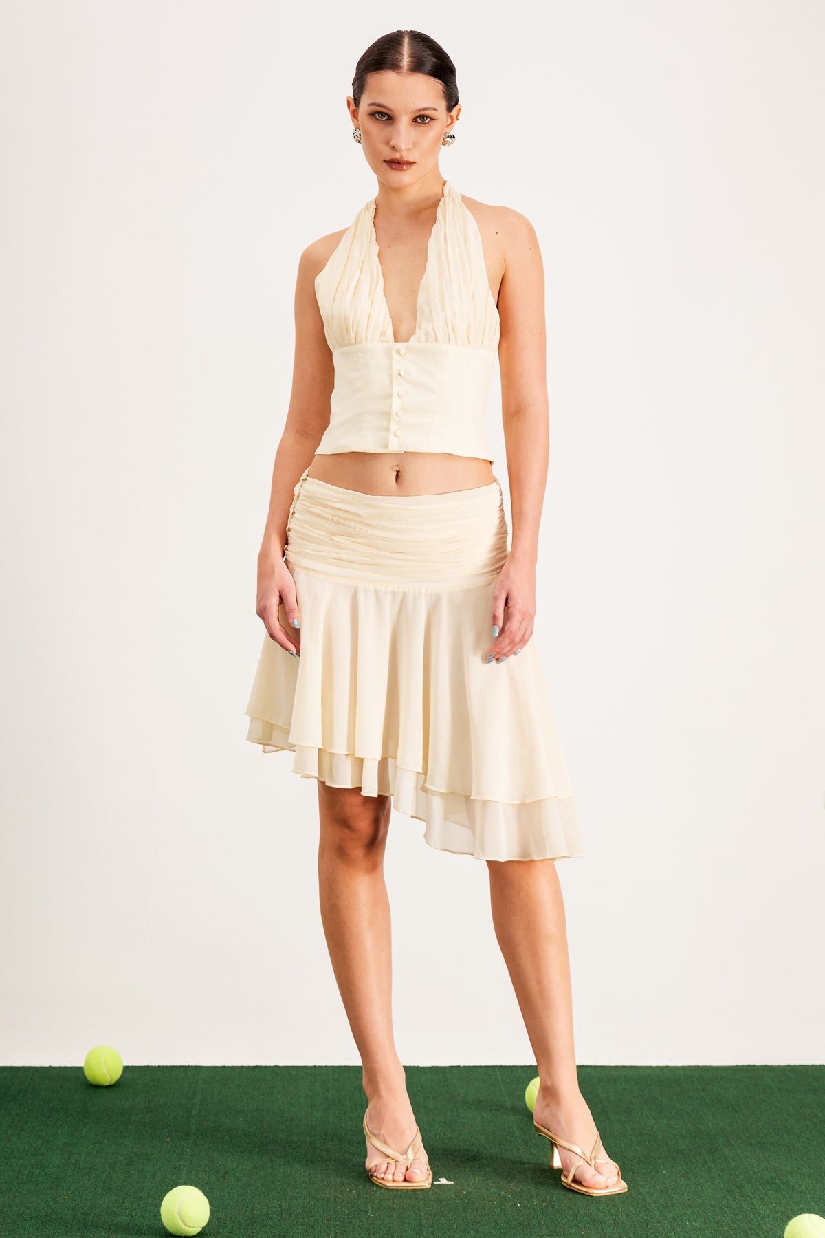 Balla Ruch Halter Neck Skirt Set