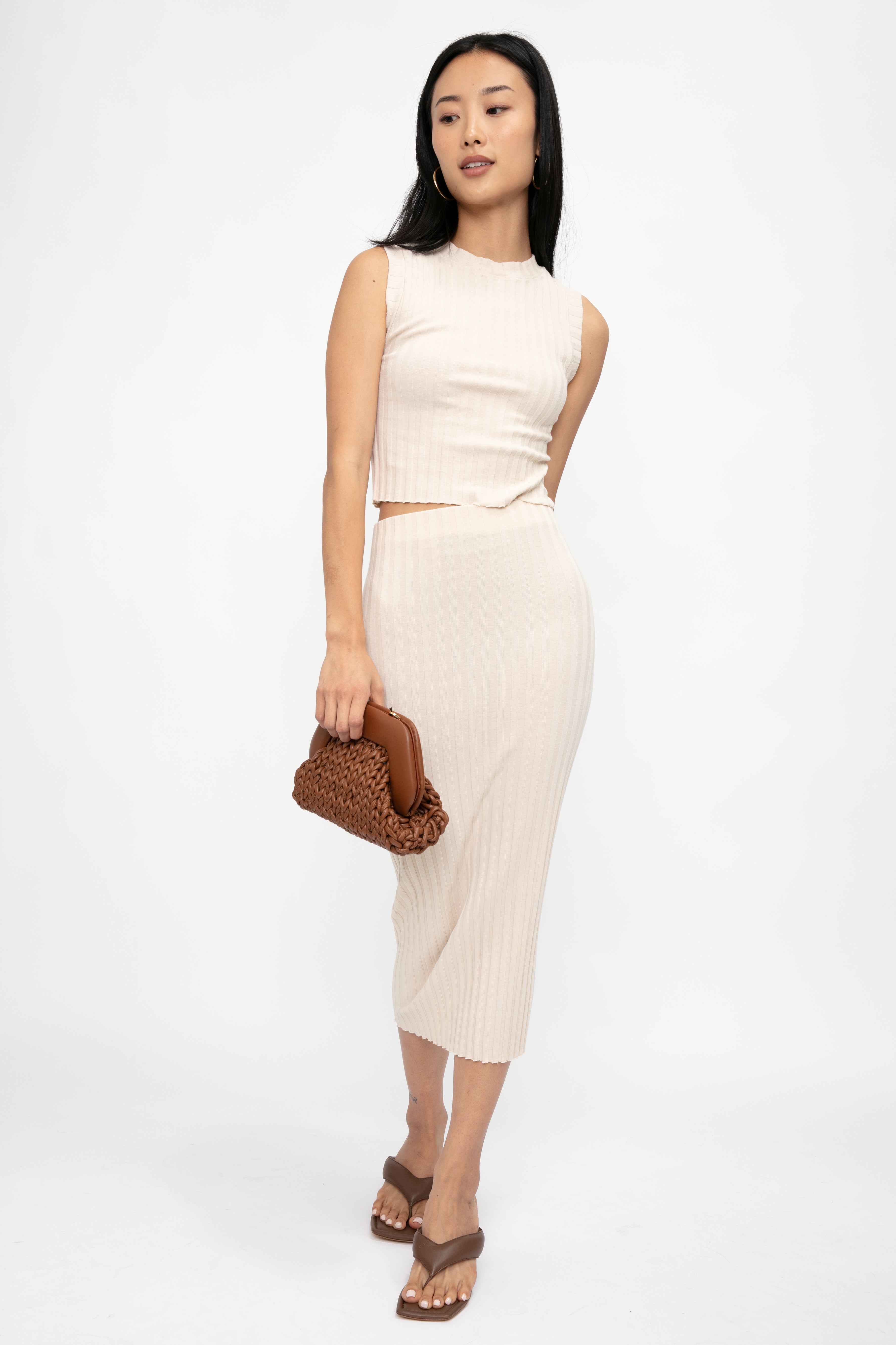 Capri Midi Skirt in Oatmeal