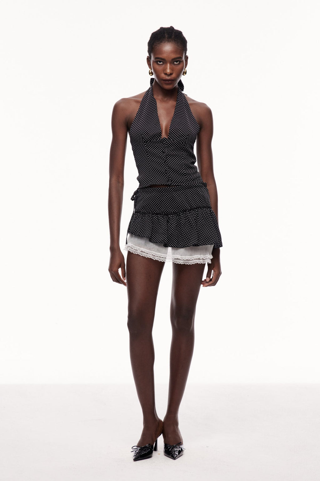 Yaa Halter Neck Dot Skirt Sets