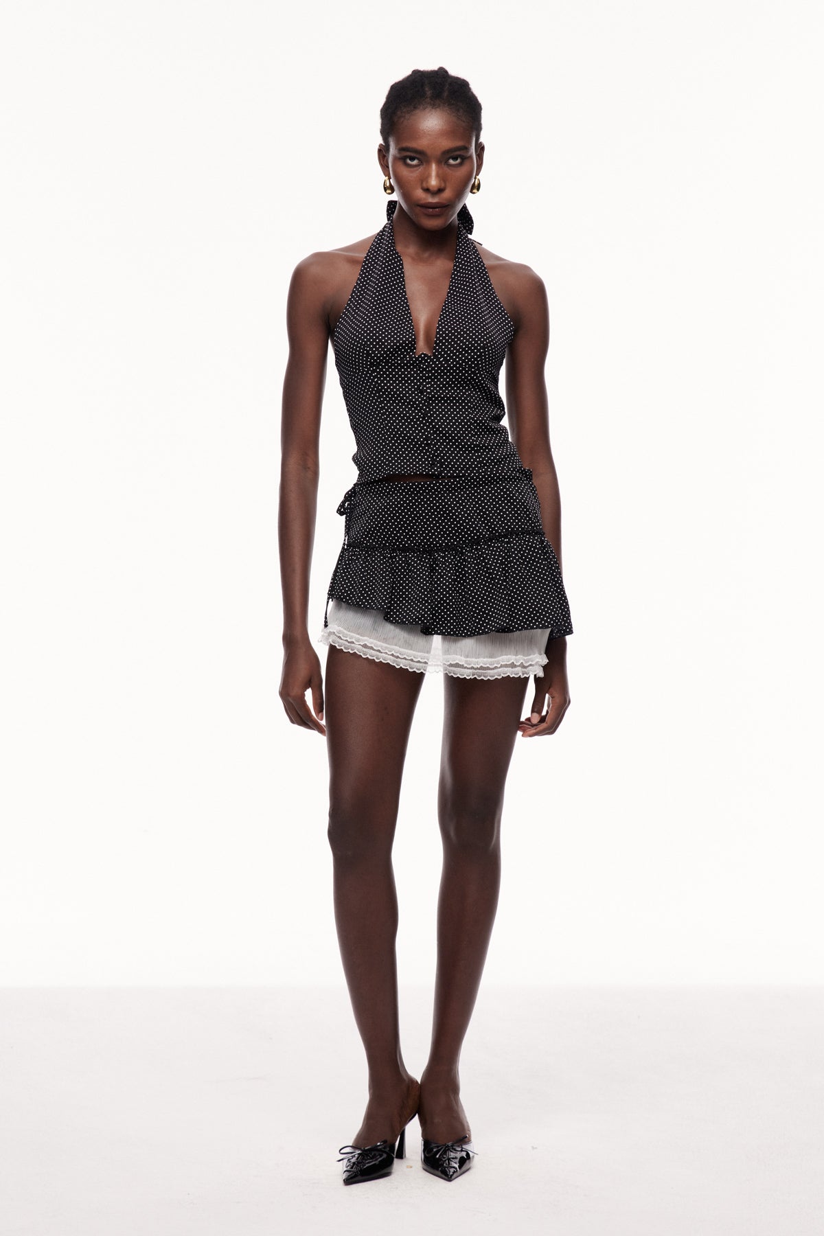 Yaa Halter Neck Dot Skirt Sets